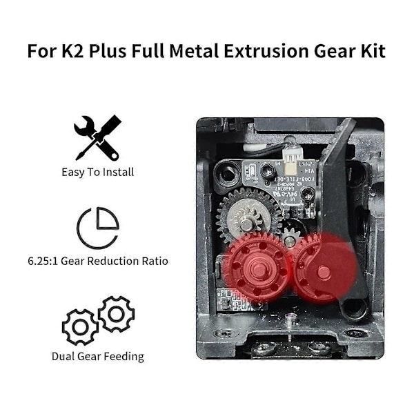 För K2 Plus Uppgraderad Extruder Växelsats Formstål Nickelbelagd Värmematerial för K2 Plus