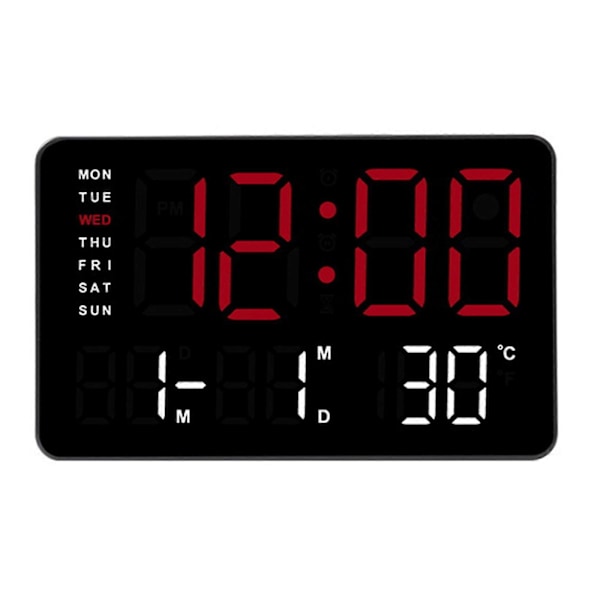 10,5 tum LED-klocka Stor Display Flera Färgalternativ Datum, Temperatur och Alarmfunktion för Studenter och Professionella