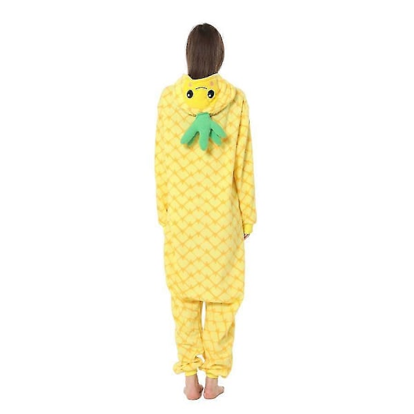 Tecknad Frukt Ananas Cosplay Kostym Sovkläder för Män och Kvinnor, Vuxen Onesie Pyjamas, En-delad Unisex Hemmakläder