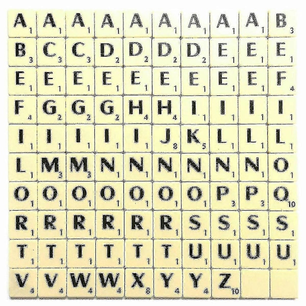 A-z Plastik Scrabble Brikker Alfabeter Bogstaver Med Score Tal