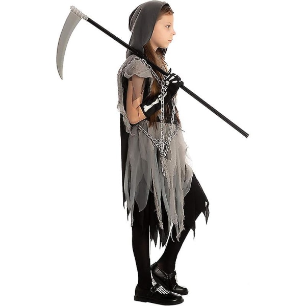 Pelottava Grim Reaper Girl -asu Lasten Halloween-asu 2023 Uusi tulokas D Height 100-115cm