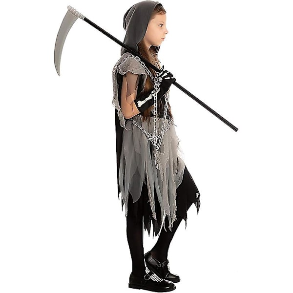 Skremmende Grim Reaper jentekostyme Halloween-kostyme for barn 2023, ny ankomst A Height 100-115cm