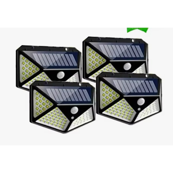 4-pakks Solcellelys for Utendørs med Bevegelsessensor 100 LED 3 Moduser Vanntette Lys
