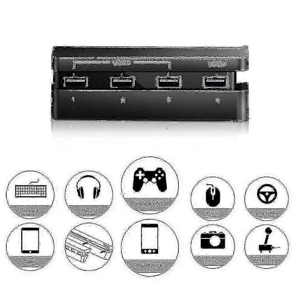 PS4 Spelkonsol Hub, 4 USB-portar Hub för PS4, USB 3.1