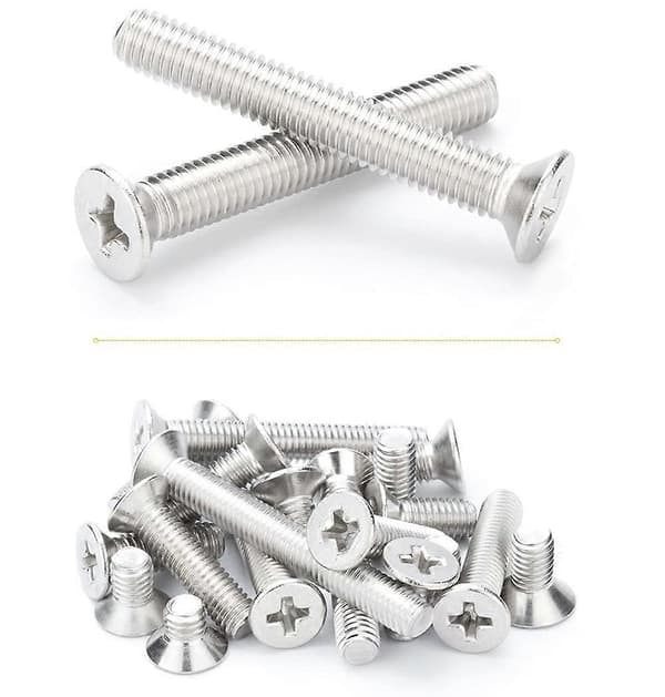 Rustfri stål Phillips undersænket hoved bolt maskinskrue M555mm, 10 stk