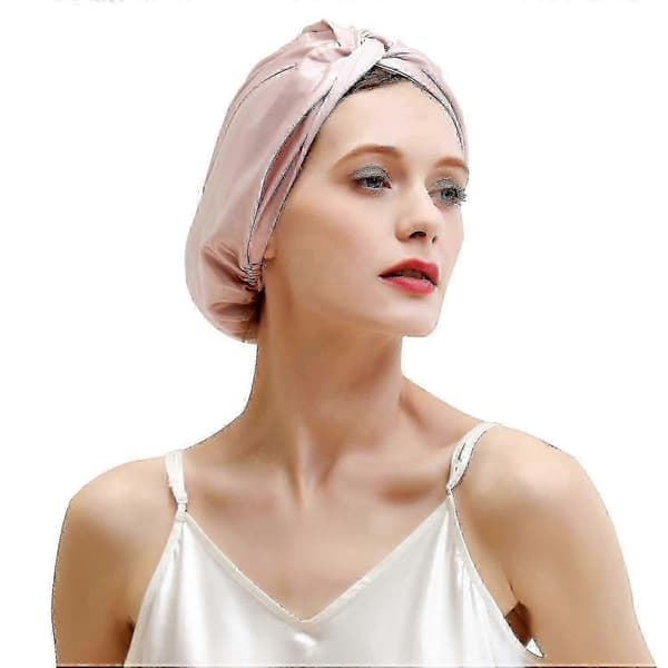 Elastisk Pink Silke Natbonnet til Kvinder Hårpleje 1 stk