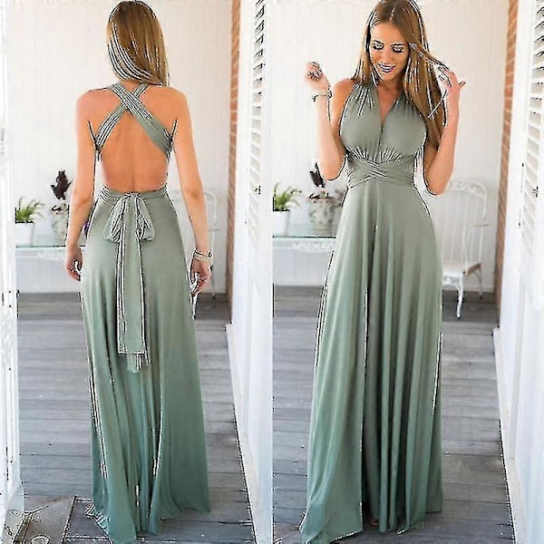 Exy Dame Multiway Wrap Konvertibel Boho Maxi Club Rød Kjole Bandasje Lang Kjole Party Brudepiker Infinity Robe Longue Femme-yezi