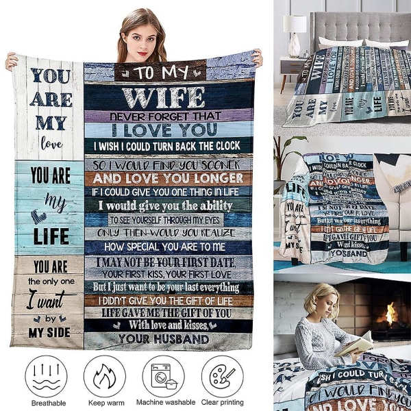 Alla hjärtans dag Romantisk Ultramjuk flanell filt till fru Jubileumspresenter Sängkläder Soffa Heminredning 130x150cm