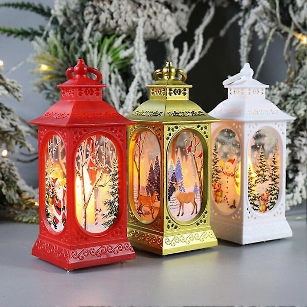 Jul LED Lyktor Julgran Jultomte Bordslampa Ornament Dekor *1 (Vit)
