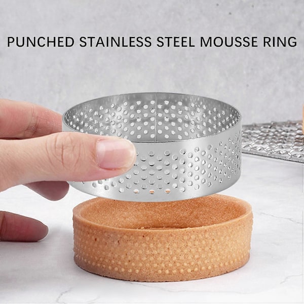 5 stk. 6 cm sirkulær tertering dessert rustfritt stål perforering fruktpai quiche kake mousse form Ki