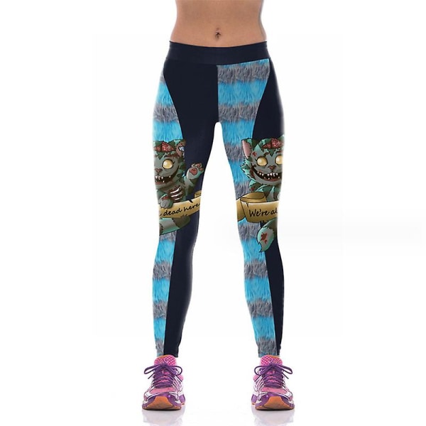 Naisten korkeavyötäröiset leggingsit, joissa on print Pehmeät rumat, urheilulliset, joustavat muotihousut juhliin style 4 L