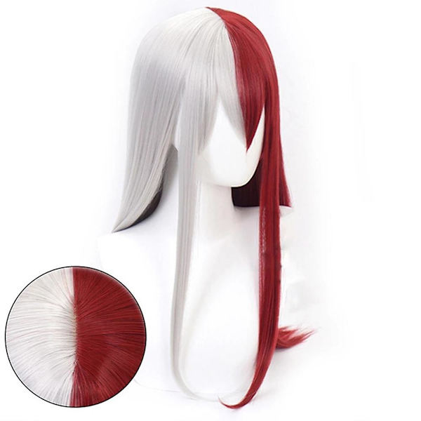 My Hero Academia Todoroki Shoto Cosplay Puolivalkoinen Puolipunainen Pitkä Suora Peruukki Synteettiset hiukset Peruukit Lahjat