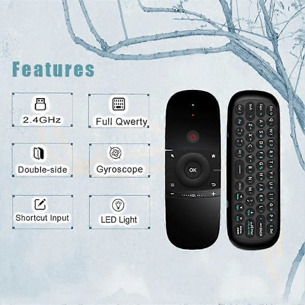 Fjernkontroller 2.4 GHz Lærende Dobbeltsidig Mini Trådløst Tastatur