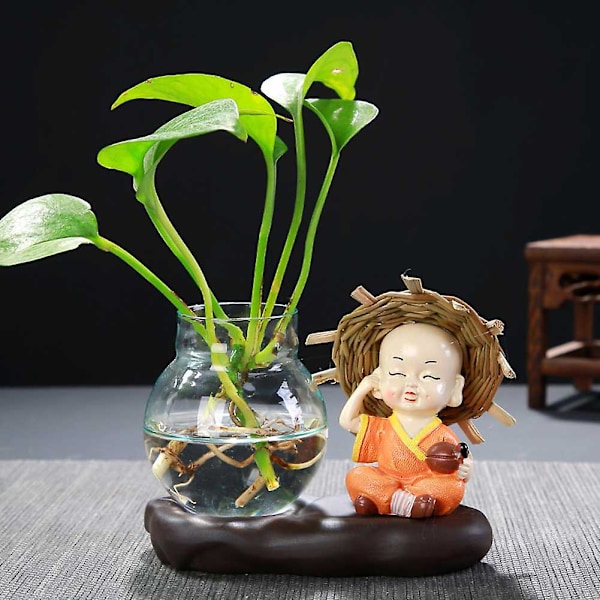 Glasvas Vacker Munk Transparent Växt Terrarium Glasvas Skrivbordsdekoration