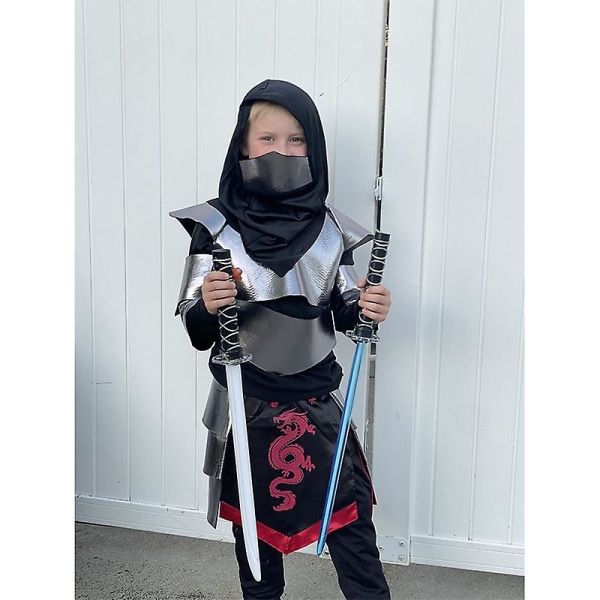 2023 Uusi saapuva Child Dragon Ninja Halloween Cosplay hopeinen ninja-asu pojille 9-10 Years Old