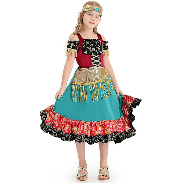 Tytöt Mystic Fancy Mekko Halloween Cosplay Gypsy Girl Fortune Teller Puku Lapselle 7-10 Years Old