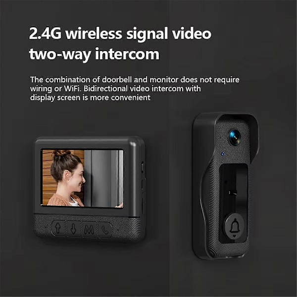 X6 Smart Video Dørklokke til Hjemmebrug med 4,3-Tommer Skærm, Trådløs Video Intercom, Infrarød