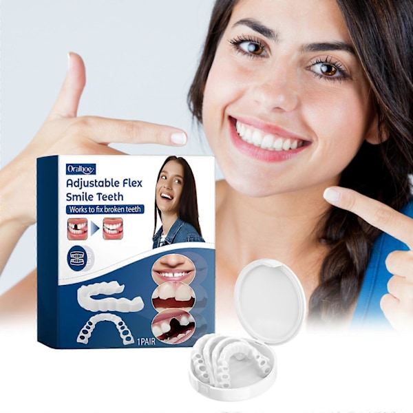 Justerbara Flex SmileTeeth, Formbara Falska Tänder för Vackert Leende, Naturliga och Bekväma