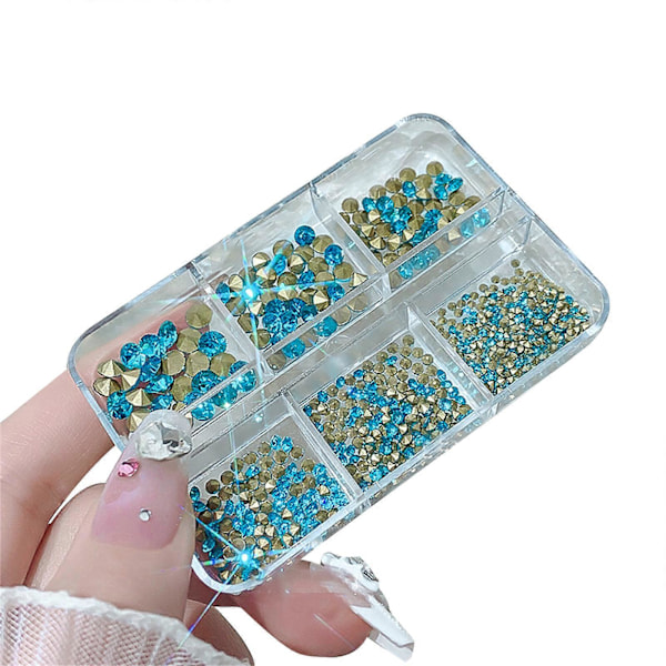 Nagelstrass Klar Nagel Ädelstenar 3d Nagelkonst Dekorationer Nagelsmycken Spetsig Baksida Nagel Kristaller Manikyr Tillbehör sjöblå