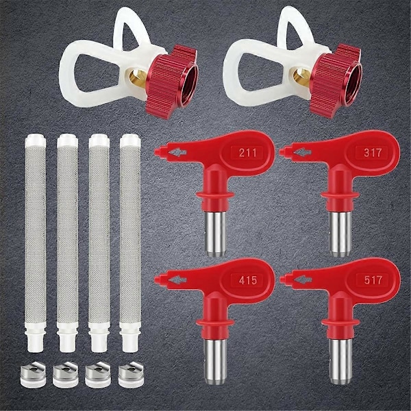 Vendbare Airless SprayPaint Dyse Spisser med Dysebeskyttelse Dyse Seter & Paint SprayGun Filtre for Airless Sprøyte