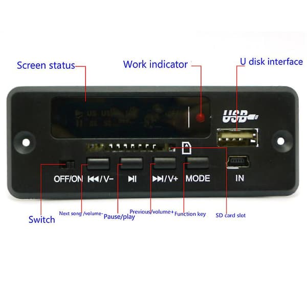PCBA Audio Dekodingsmodul Kort MP3 Bluetooth Dekoding med Fjernkontroll