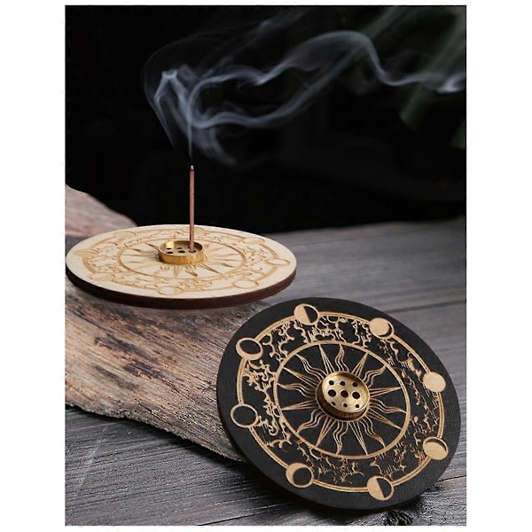 2 stk. Røgelsespindholder til boligindretning, meditation, yoga, sort, A