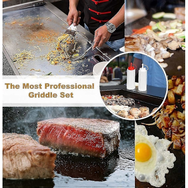 8 stk. Grilltilbehørssett - Profesjonelle, kraftige grillspatler i rustfritt stål - Ideell for Teppanyaki, grilling og stekebrett