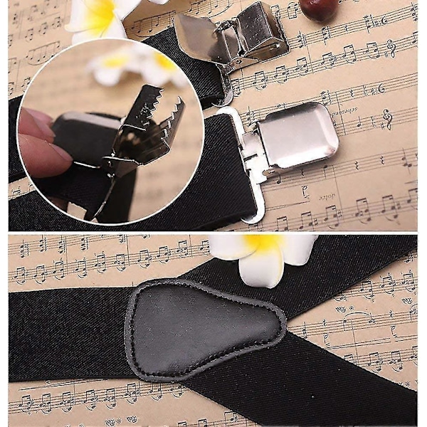 Elastiske 5 cm brede seler, 4 stærke clips X-form, mænd og kvinder