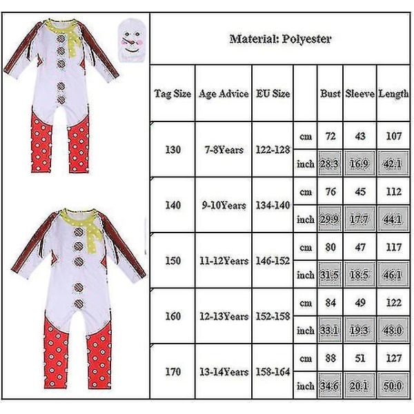 Halloween Joulu Joulu Lumiukko Cosplay Jumpsuit Bodysuit set 7-8 Years