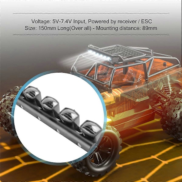 RC Bil Lysstangsett 6 LED-er Karosseri Taklys for 1/10 RC Crawler Bil Lastebil Tilbehør