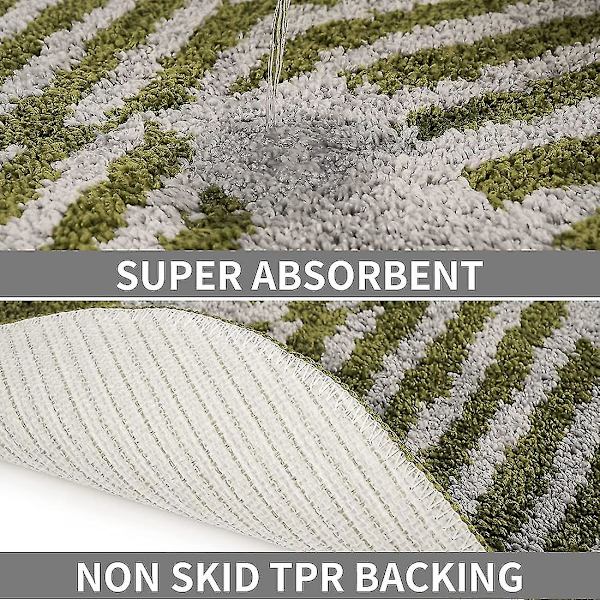 Tflycqsoft Fluffy mikrofiber ovale baderomstepper Sklisikker, sterk vannabsorberende badematte (blå og hvite striper, 18"x26")