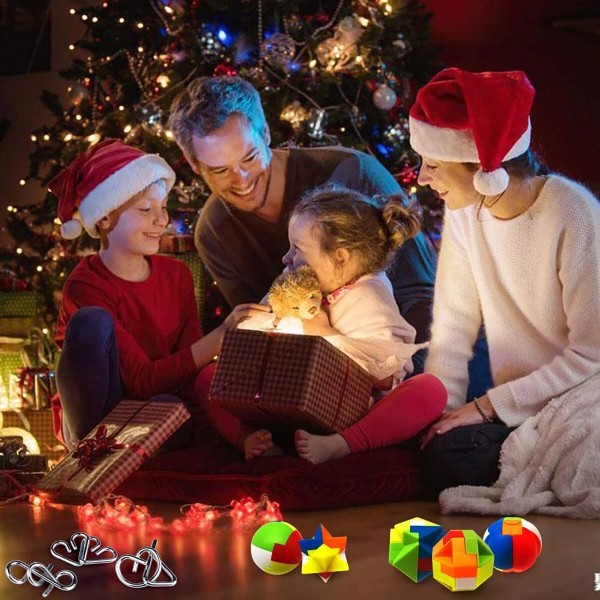 2022 adventskalender 24 dages julenedtælling metaltrådspuslespil, plastik hjernevridere, puslespil Gave til børn