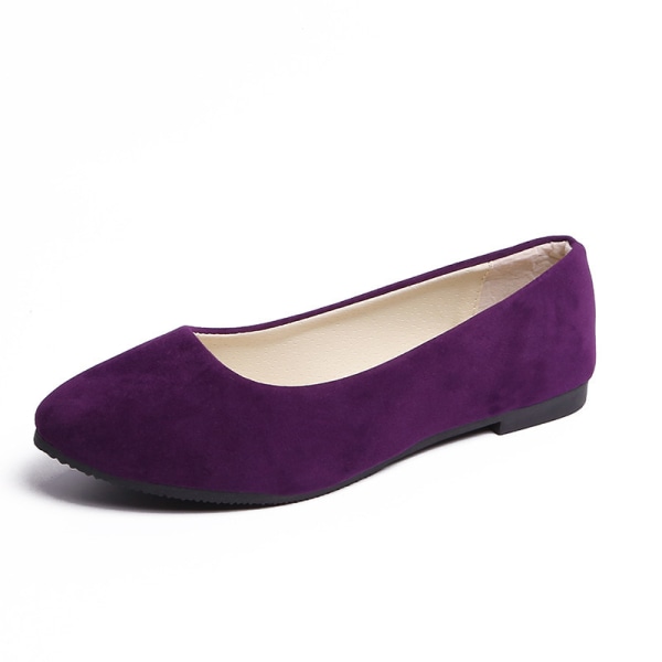Enkeltsko med spiss hode flate lette dame flate sko for kvinner purple 36