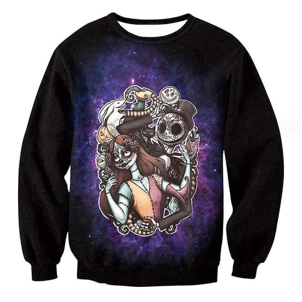 Dame Halloween Sweatshirts Uhyggelig sæson Langærmede skjorter Rundhalsoverdele Casual Pullover style 9 L