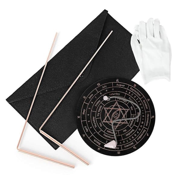Rene Kobber Dowsing Stænger - 2 STK, Divinationsstænger med Pendul & Divinationsmåtte til Vand (Sammen med