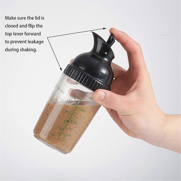 4-pak Salatdressing Shaker, 200 ml Dressing Mixer Shaker Flasker, Sort & Hvid & Grøn