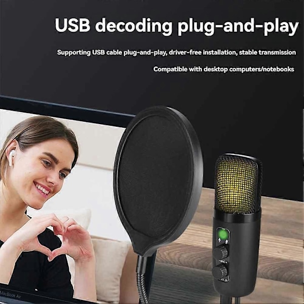 USB Mikrofon Kondensator Gaming Mic Hög Konfiguration