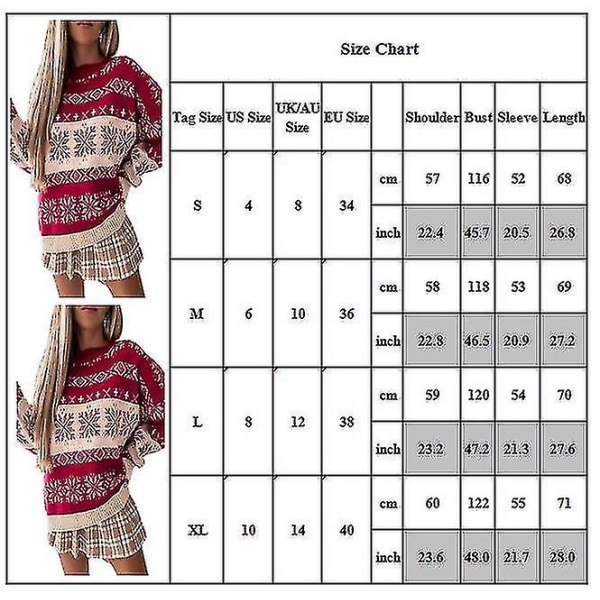 Christmas Party Lady Printed Sweater Warm Jumper Topper Gaver L