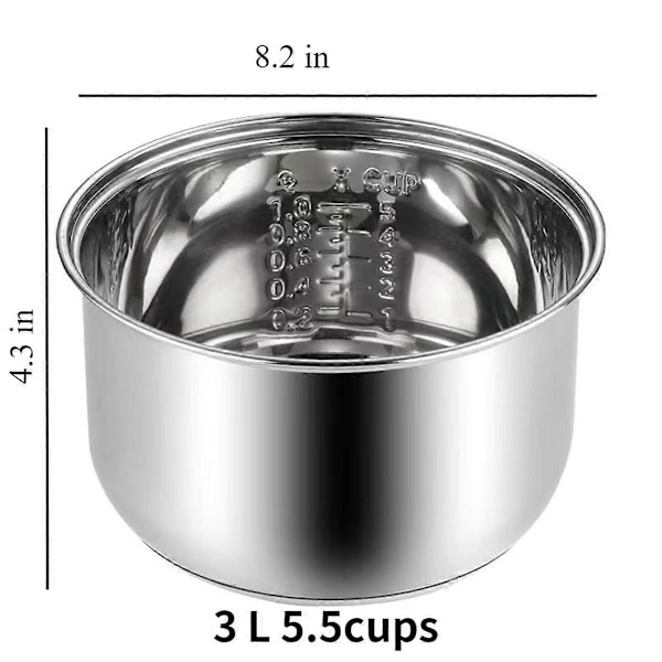 304 Rustfrit Stål Indvendig Skål til Riskoger NS-TSC10 (5,5 kopper) Multi-Cooker Udskiftning Indvendig Gryde