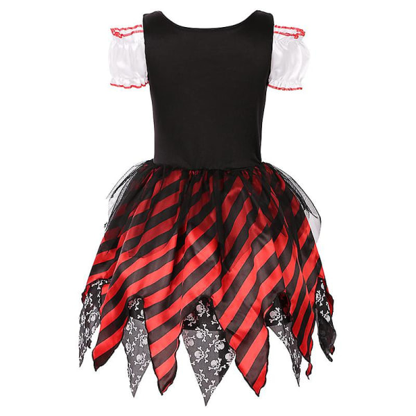 Pirate Cosplay kjole til jenter med puffermer og halskjedetilbehør 2 XL(9-10Y)