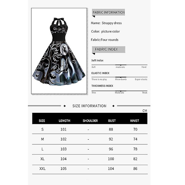Halloween Women Summer Slim Hihaton A-linjainen Flare aurinkomekot COLOR 4 M