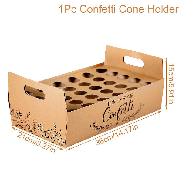 Bryllup Kraft papirbakke Konfetti kegle Stand Box Bakke til bryllup dekoration Blomster konfetti kegler Rustik bryllup papirholder confetti box22