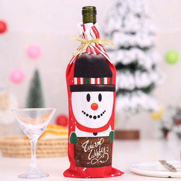 1st Creative Christmas Vinflaska Set Cover Ornament Juldekoration För Hem Xmas Navidad Deco Noel Nyårspresent 2022 Snowman2 Style14