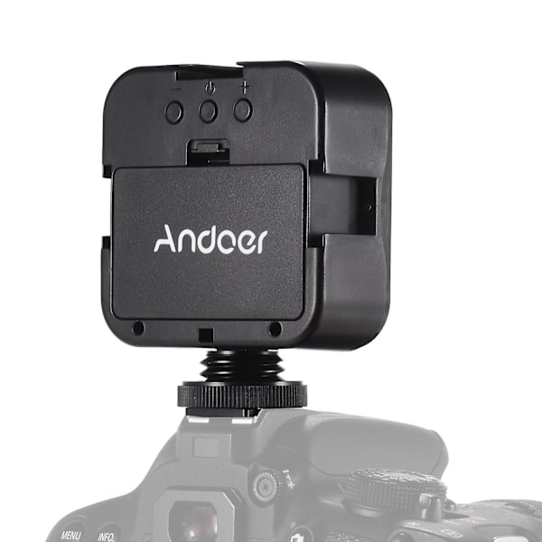 Andoer Mini LED Videovalo Valokuvaus Täyttövalo 6500K Himmennettävä 5W Kylmäkenkäkiinnikeadapterilla