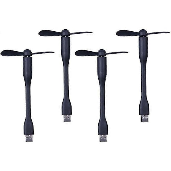 Mini USB-tuuletin. Henkilökohtainen kannettava taskutuuletin. Mini-tuuletin mini-ilmankostuttimelle/varavirtalähteelle/kirjastoon/elokuvateatteriin/toimistoon/ulkoiluun/retkeilyyn/kalastukseen 4 KPL Musta
