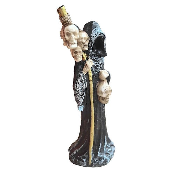 Hellige Død Statue Stående Dekorativ Muerte Figur Grim Reaper Holder Kranie Statue Alter Hallowe
