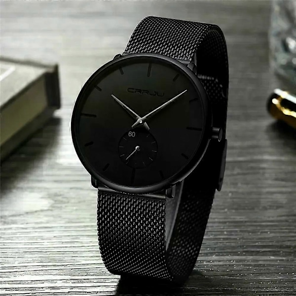 Crrju Sports Herre Slim Klokker Topp Merke Luksus Vanntett Sportsklokke Menn Ultratynn Skive Kvarts Klokke Casual Relogio Masculino