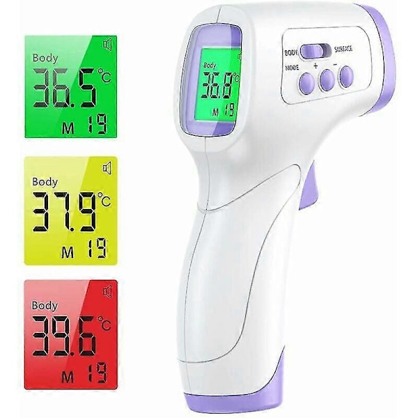 Panntermometer för vuxna, infraröd panntermometer, kontaktlös termometer för vuxna, infraröd termometer med febervarning, LCD-display och minne
