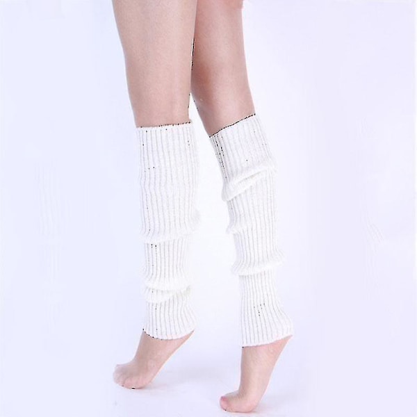 Neulotut sukat, neulotut jalkojen lämmittimet naisten talven lämmittimet neulotut jalkojen lämmittimet Lmellille White