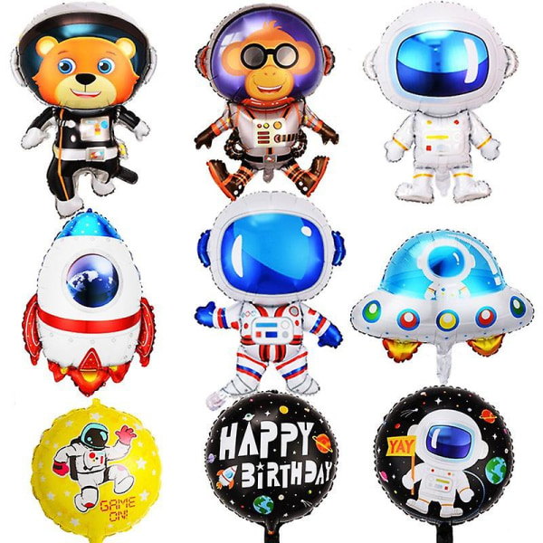 Outer Space Bursdag Rakettballonger Astronaut Folieballonger Ufo Ballong Barn Gutter Outer Space Universe Bursdagsfest Balongeleker style 4